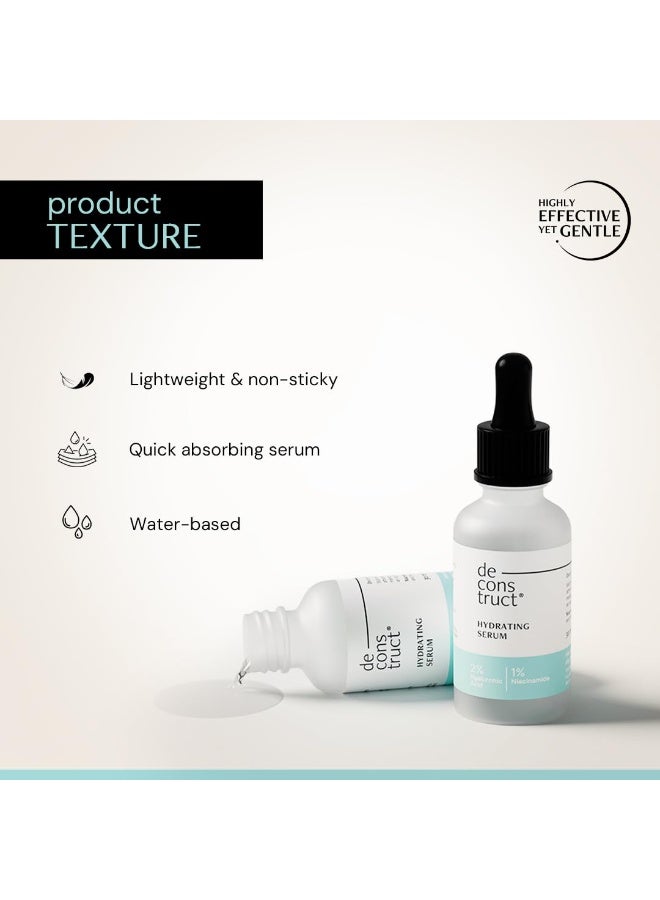 Deconstruct Hydrating Face Serum - 2% Hyaluronic Acid + 1% Niacinamide | Provides Intense Hydration | Face Serum For Oil-Free Moisturisation, Plump & Soft Skin | Beginner Friendly | 30ml - Image 3